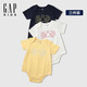 GAP【三件裝】嬰童2025春季新款棉質(zhì)小熊短袖連體衣爬服687137