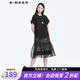 S.DEER【專享款】圣迪奧春季女時尚通勤涂鴉網(wǎng)紗兩件式連衣裙S20181211 黑色/91 S 160