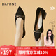 達(dá)芙妮（DAPHNE）單鞋女低跟船鞋新款學(xué)生尖頭百搭一腳蹬工作宴會(huì)鞋 黑色 跟高3cm 37 (235mm)