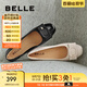 百麗（Belle）簡(jiǎn)約高跟單鞋商場(chǎng)同款真皮粗跟通勤單鞋B5M1DCQ4 黑色 37 (235mm)