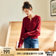 Olrain歐芮兒紅色毛衣開衫女春裝高級感圓領(lǐng)親膚絨顯瘦針織衫女 酒紅色 S