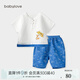 babylove寶寶夏季分體套裝嬰兒短袖五分褲薄款透氣中國(guó)風(fēng)衣服 狐假虎威 90 cm