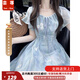 蕓蕁裙子女夏季2025新款法式溫柔風(fēng)藍色碎花荷葉袖連衣裙夏日新款度假 藍色碎花裙 【精選款】 M