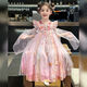 妮莎倍兒女童漢服夏款連衣裙2025新款古風(fēng)超仙唐裝夏季兒童 粉紅色 130