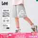 Lee童裝夏季兒童短褲2025新款男女中大童休閑運動褲學(xué)生防潑水五分褲 灰色 （100%棉） 165 cm