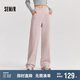 森馬（Semir）休閑褲女發(fā)熱抗菌長(zhǎng)褲2024冬季氣質(zhì)搖粒絨純色闊腿褲109724127001