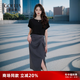歌莉婭今年流行套裝女夏新款短袖T恤上衣通勤半身裙1C6LAB840 00B黑色 L