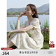 自巧小個子氣質(zhì)天絲碎花連衣裙女2024夏季新款法式茶歇裙顯瘦裙子 植物暈染花 S (3碼)