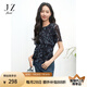 玖姿（JUZUI）藝術(shù)感印花網(wǎng)紗短袖打底衫2025夏季新款JTFX80308 花丈青 M