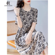 clotho Rennie品牌女裝法式連衣裙女中長(zhǎng)款2025夏裝新款氣質(zhì)印花收腰遮肉顯瘦裙 圖片色 M 建議110-120斤