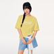 Mmlg 7A抗菌 87mm 純棉短袖T恤女夏季新款經(jīng)典圓領(lǐng)上衣韓系情侶款半袖 嫩黃色 S