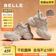 百麗（Belle）增高厚底高幫老爹鞋女商場款百搭板鞋B9K1DDM4 杏色-絨里 38 (240mm)