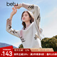 百圖betu女裝冬季新款毛衣半高領(lǐng)國風紗線提花落肩袖毛衣2411T44 杏色 L