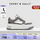 CHERY KALLY【銀河深邃】輕奢休閑板鞋女款2025新款時(shí)尚真皮厚底鞋潮酷 CHERY&KALLY 淺灰色 37