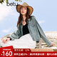 百圖betu女裝秋季新款短外套懷舊復(fù)古落肩袖牛仔外套女2408T57 牛仔色 L