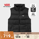 VANS范斯官方 男女情侶羽絨馬甲黑色立領(lǐng)經(jīng)典LOGO 黑色 2XL 含絨量:220g