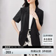 尚都比拉立體垂順夏季休閑短袖西裝外套女高級(jí)感通勤小西服 黑色 XL 
