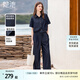 她池時(shí)尚套裝2025春夏新款女裝翻領(lǐng)上衣搭寬松闊腿褲兩件套
