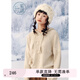 紫涵（ZIHAN）紫涵流蘇抽繩連帽套頭毛衣女2024年冬季新款寬松慵懶感針織衫上衣 米金 S