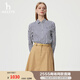 哈吉斯（HAZZYS）女裝 2025春季新款女士修身通勤條紋長(zhǎng)袖襯衫女ASCSK1CAK07 藏青色NV L (165/88A 40)
