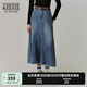 Teenie Weenie小熊春季簡約時髦中長魚尾裙牛仔裙裙時髦氣質(zhì)通勤女 中藍(lán)色 M (165)