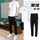 阿迪達斯（adidas）運動(dòng)套裝男 26夏季新款時(shí)尚健身跑步短袖T恤訓練褲透氣休閑長(cháng)褲子 套裝2（短袖+直筒褲）白T透氣/小logo M/175