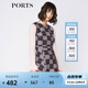 PORTS寶姿 新品女裝優(yōu)雅格紋無袖收腰連衣裙SA9D006GFQ019 丈青淺粉混色 XL (10)