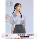 紫涵（ZIHAN）紫涵娃娃領(lǐng)短袖襯衫女夏季甜美風減齡設計感花朵寬松襯衣 清新紫 M