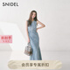 SNIDEL2025春夏新品復(fù)古簡約圓領(lǐng)無袖魚尾牛仔連衣裙SWFO252079 淺藍 L (2)