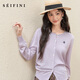 詩(shī)凡黎（‘S EIFINI）詩(shī)凡黎經(jīng)典百搭薄款刺繡針織開(kāi)衫2025秋新款軟糯顯瘦通勤長(cháng)袖外搭 紫色 圓領(lǐng) M