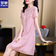 羅蒙（ROMON）高檔貴婦a字連衣裙夏季女裝2025新款寬松韓版大碼胖m妹小個(gè)子減齡 粉色 XL 建議115-125斤