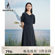 beanpole【度假連衣裙】濱波  春夏女士優(yōu)雅小V領短袖連衣裙 藏青色 M 165/88A