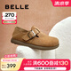 百麗（Belle）厚底勃肯鞋女2025春季新款毛毛雪地短靴棉鞋子D4W1DAM5 棕色-單里 36 (230mm)