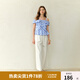 獨束大碼女裝設(shè)計感不規(guī)則格紋小衫夏季新款胖mm顯瘦格子襯衫上衣 清透藍(lán) 2XL （尺碼：4）