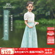 英氏（YEEHOO）兒童漢服女童馬面裙中大童裝新中式雪紡國風半身裙子夏 藍色 165
