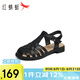 紅蜻蜓羅馬涼鞋女2025夏季復(fù)古時(shí)尚舒適粗跟休閑涼鞋WFK25006黑色38
