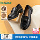 熱風(fēng)（Hotwind）商場同款復(fù)古百搭樂福鞋通勤女鞋25年春季時尚簡約小皮鞋粗跟 01黑色 牛頭層皮革 38 240mm