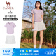 駱駝（CAMEL）防走光女兩件套裝速干健身運(yùn)動(dòng)服 C24BAWL6024A5 煙霧紫/白 L