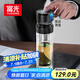 富光雙層玻璃杯 車載一鍵開蓋泡茶杯高硼硅茶水分離水杯子男士300ml