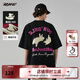 BJHG【BeJustHuG復(fù)古系列】不計(jì)后果夏美式印花短袖T恤男酒紅情侶半袖 石墨黑 L