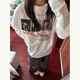 哈魯?shù)习咨兠揲L(zhǎng)袖T恤女胖MM秋季新款復(fù)古港味ins潮牌寬松圓領(lǐng)學(xué)生上衣 白色 M (85-105斤）