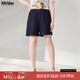 MsShe【不掉色高腰A字闊腿牛仔短褲】大碼女裝2025夏裝胖mm巨顯瘦 B款-原牛色藍(lán)線(xiàn)現(xiàn)貨 4XL