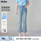 MsShe【面膜微喇牛仔褲】大碼女裝2025春夏季胖mm顯瘦直筒七分褲子 牛仔淺藍(lán)色現(xiàn)貨 2XL