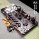 艾瑩嘉黑檀木實(shí)木茶盤(pán)功夫茶具套裝茶臺(tái)茶托盤(pán)全自動(dòng)電磁爐整套家用客廳 邊雕荷花魚(yú)+天目釉