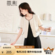 香影（xiangying）小香風(fēng)蕾絲開衫外套女短款2025春夏新款花邊法式米白短袖上衣 米色 S
