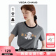 VEGA CHANG半身裙女2025年夏季新款美式休閑學院風小眾設計感高腰格紋裙褲 印花灰（T恤） M