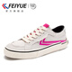 飛躍官方女鞋帆布鞋女2025秋季新款休閑鞋子女 淺灰粉紅 37
