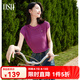 歐莎（OSA）鏤空肌理感無袖坑條短袖針織衫女2025年夏季新款輕薄T恤顯瘦上衣 玫紅色 M