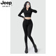 JEEP SPIRIT男女同款春夏煙灰色中腰牛仔褲女九分緊身小腳顯瘦彈力百搭鉛筆褲 黑色九分-男女同款 40 【腰圍三尺】