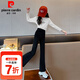 皮爾卡丹（pierre cardin）童裝女童褲子春秋2025新款兒童鯊魚(yú)喇叭褲大童黑色緊身打底褲外穿 黑色褲子 120 尺碼5~6歲【110-120cm】